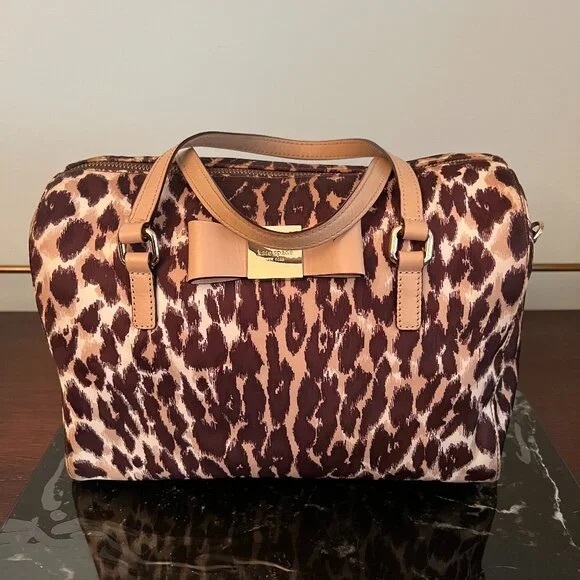 kate spade Handbags - kate spade Brown and Tan Leopard-Print Bow Satchel